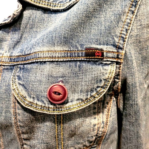 AG Adriano Goldschmied Denim Jacket Womens S Small The Alamo Distressed EUC - Picture 4 of 14